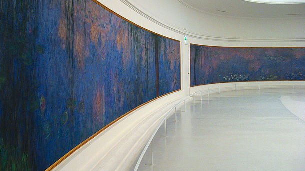Monet's monumental-Scale water lillies at L'Orangerie, Paris.